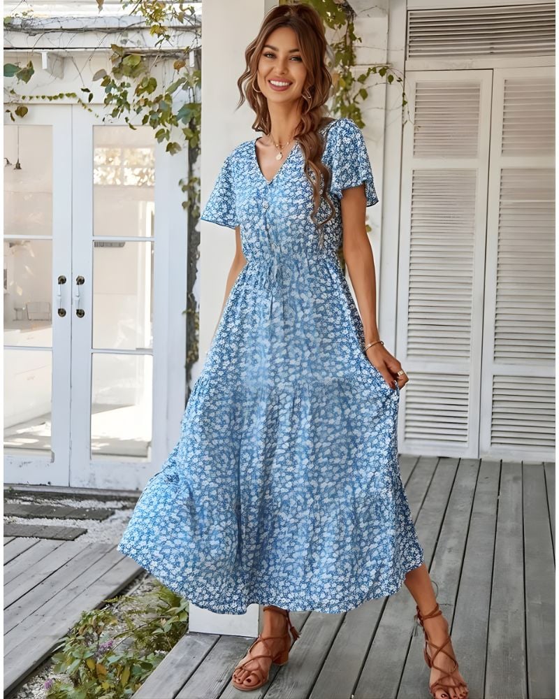  Robe longue vintage imprimé fleuri – Image 10