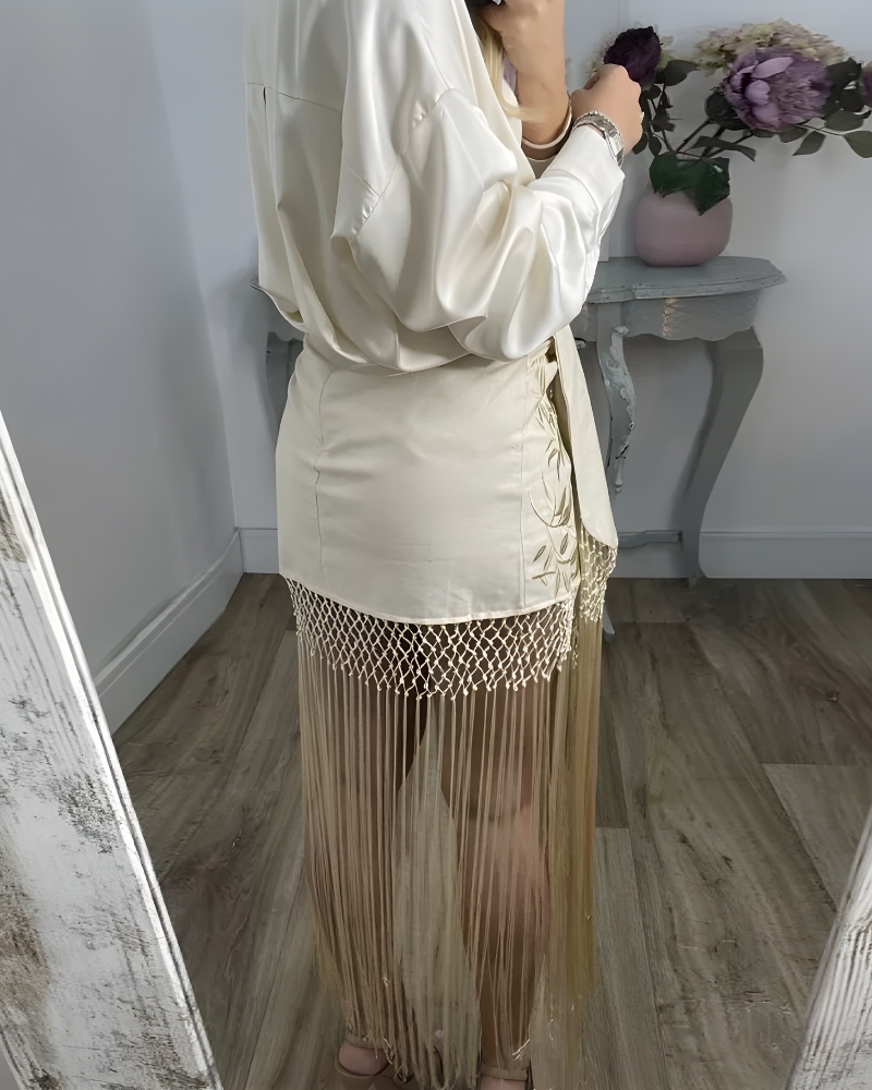 Jupe longue bohème chic brodé été