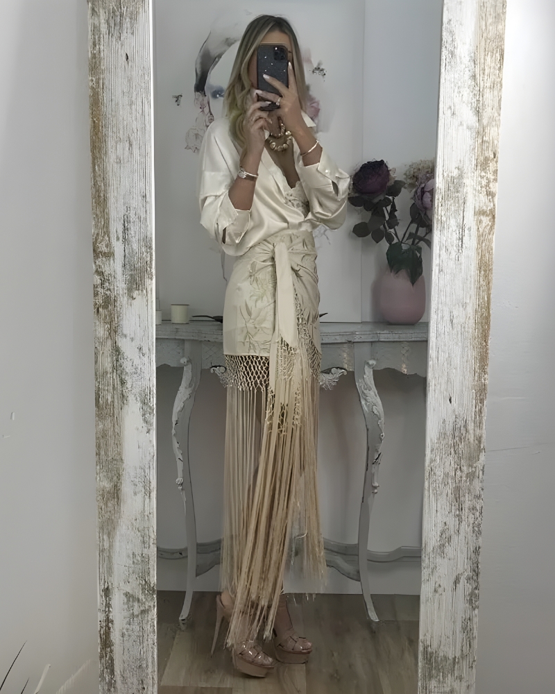 Jupe longue bohème chic brodé été