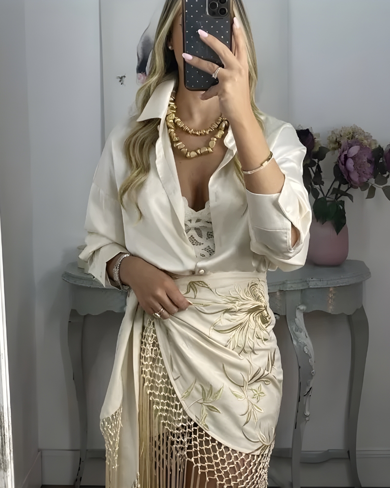 Jupe longue bohème chic brodé été