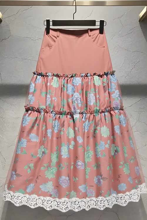 Jupe longue bohème florale fluide élégante