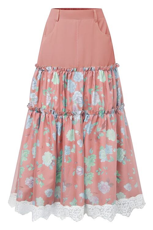 Jupe longue bohème florale fluide élégante