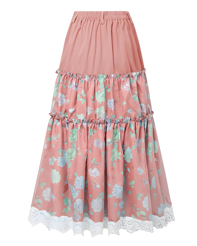 Jupe longue bohème florale fluide élégante
