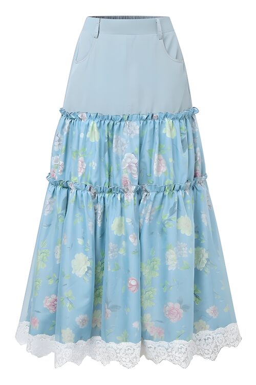 Jupe longue bohème florale fluide élégante