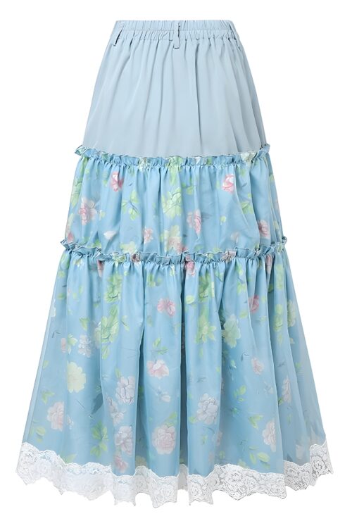 Jupe longue bohème florale fluide élégante
