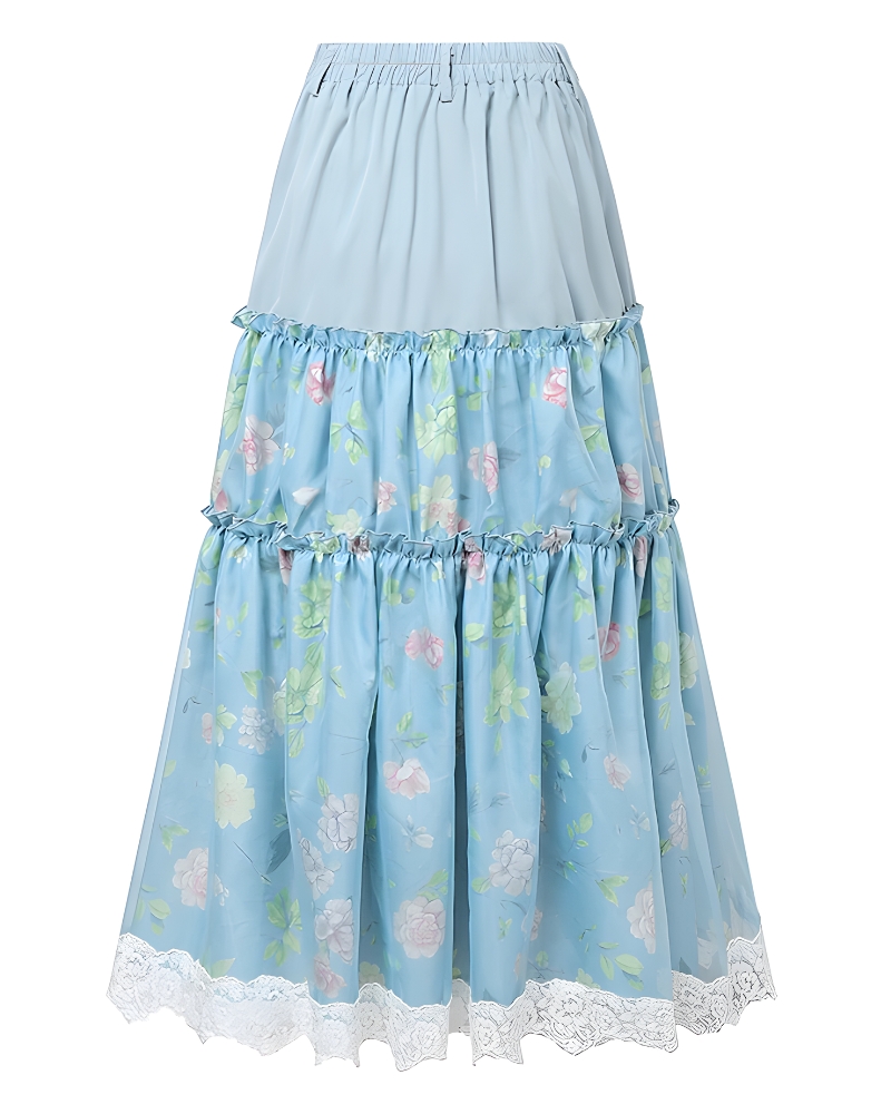 Jupe longue bohème florale fluide élégante
