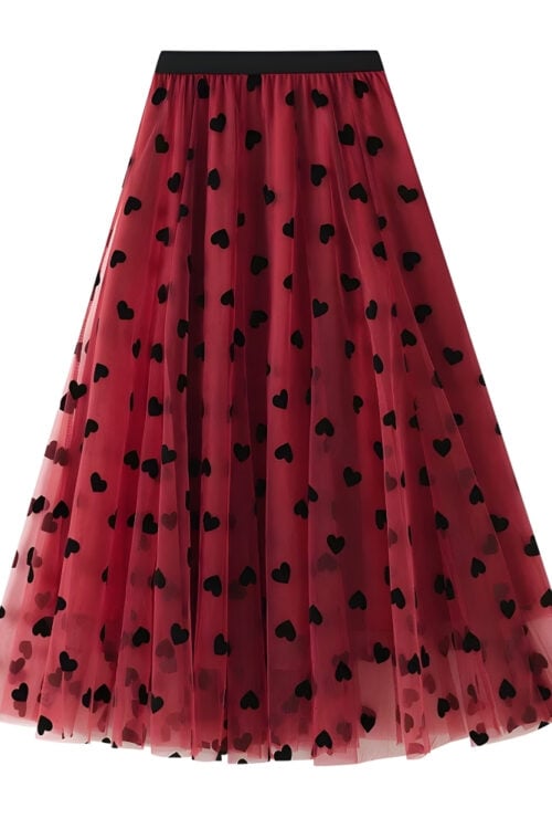 Jupe longue en dentelle fleurie à appliqués