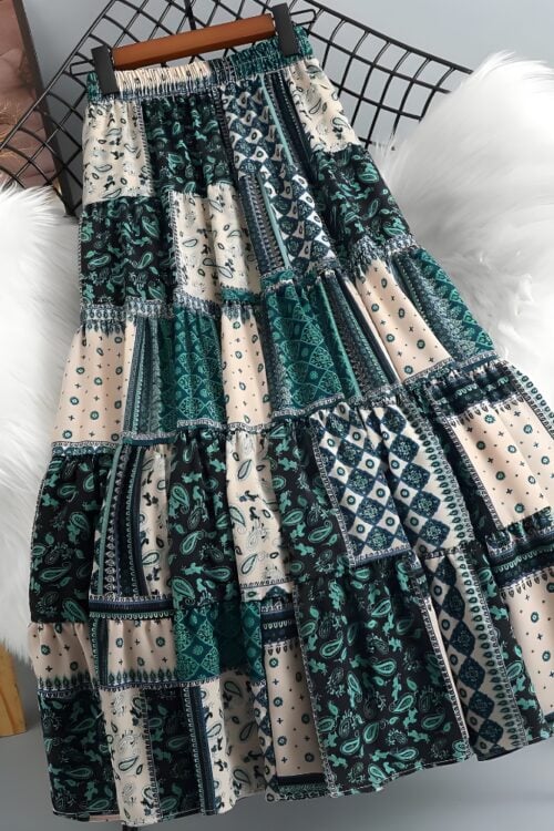 Jupe longue ethnique bohème taille élastique