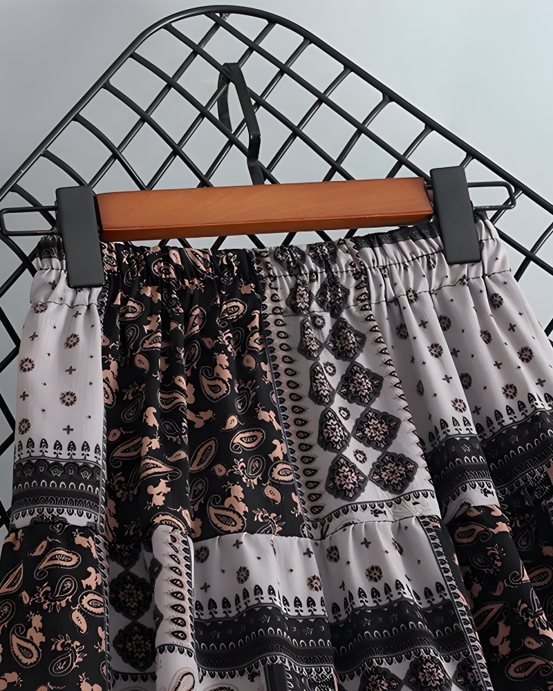 Jupe longue ethnique bohème taille élastique