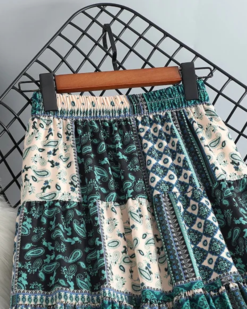 Jupe longue ethnique bohème taille élastique