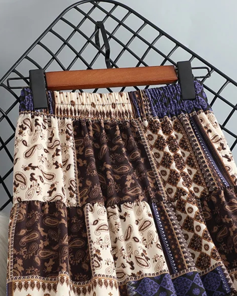Jupe longue ethnique bohème taille élastique