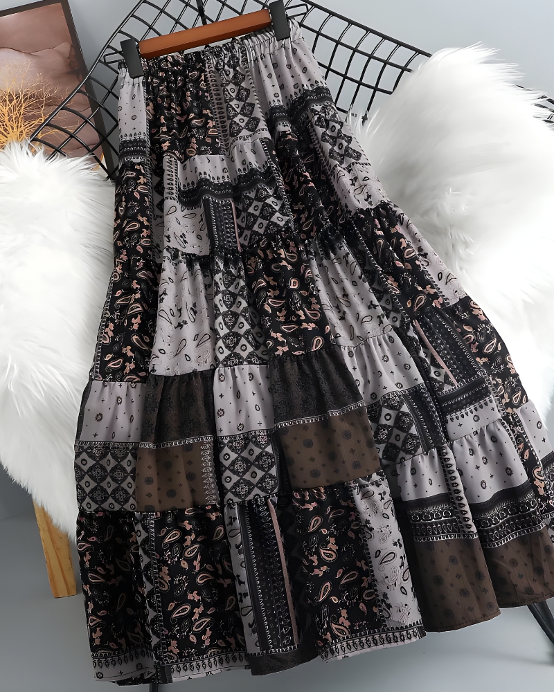 Jupe longue ethnique bohème taille élastique