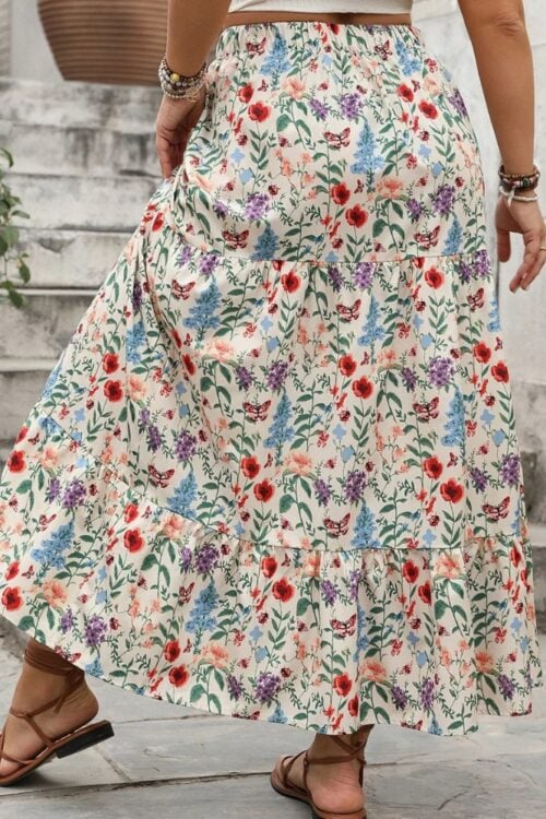 Jupe longue fleuri multicolore