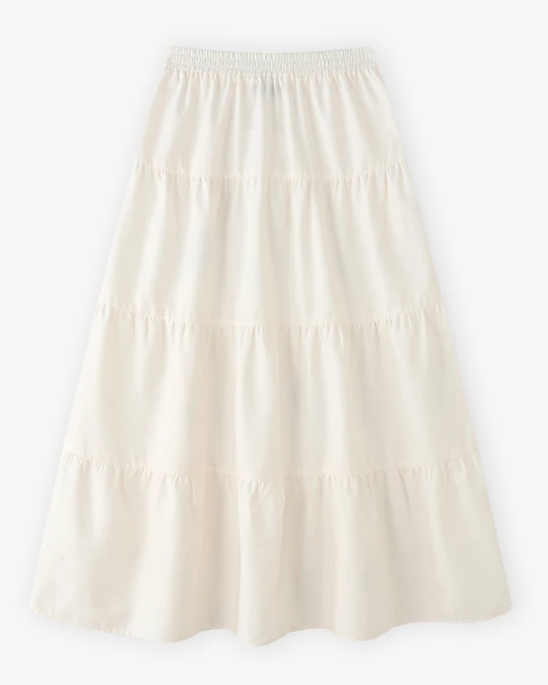Jupe longue plissée imprimé fleuri taille élastique