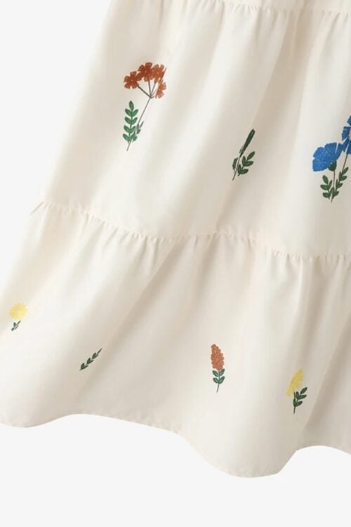 Jupe longue plissée imprimé fleuri taille élastique