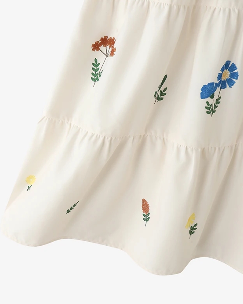 Jupe longue plissée imprimé fleuri taille élastique
