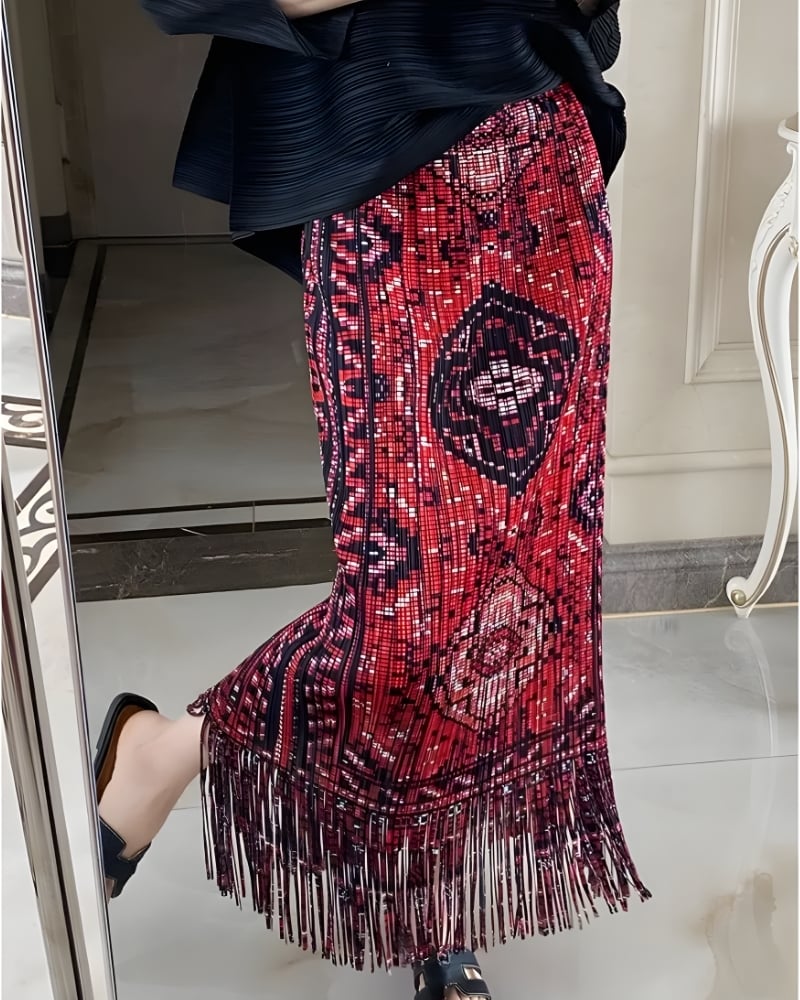 Jupe longue viscose imprimé cachemire bohème
