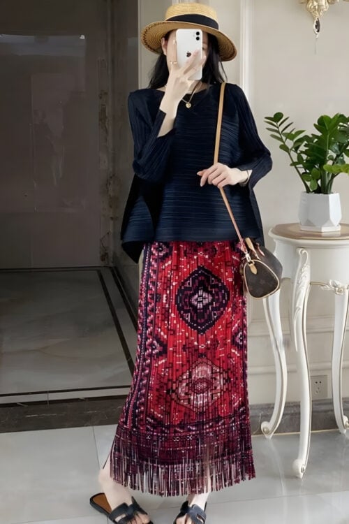 Jupe longue viscose imprimé cachemire bohème