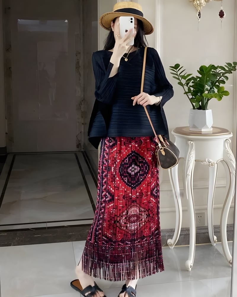 Jupe longue viscose imprimé cachemire bohème