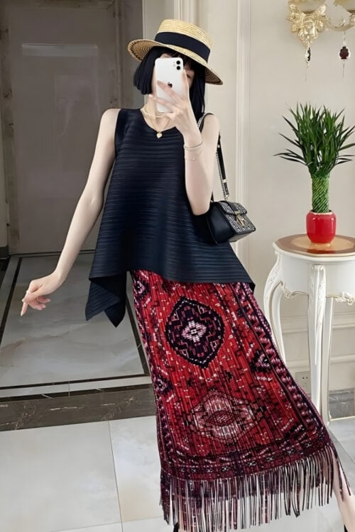 Jupe longue viscose imprimé cachemire bohème