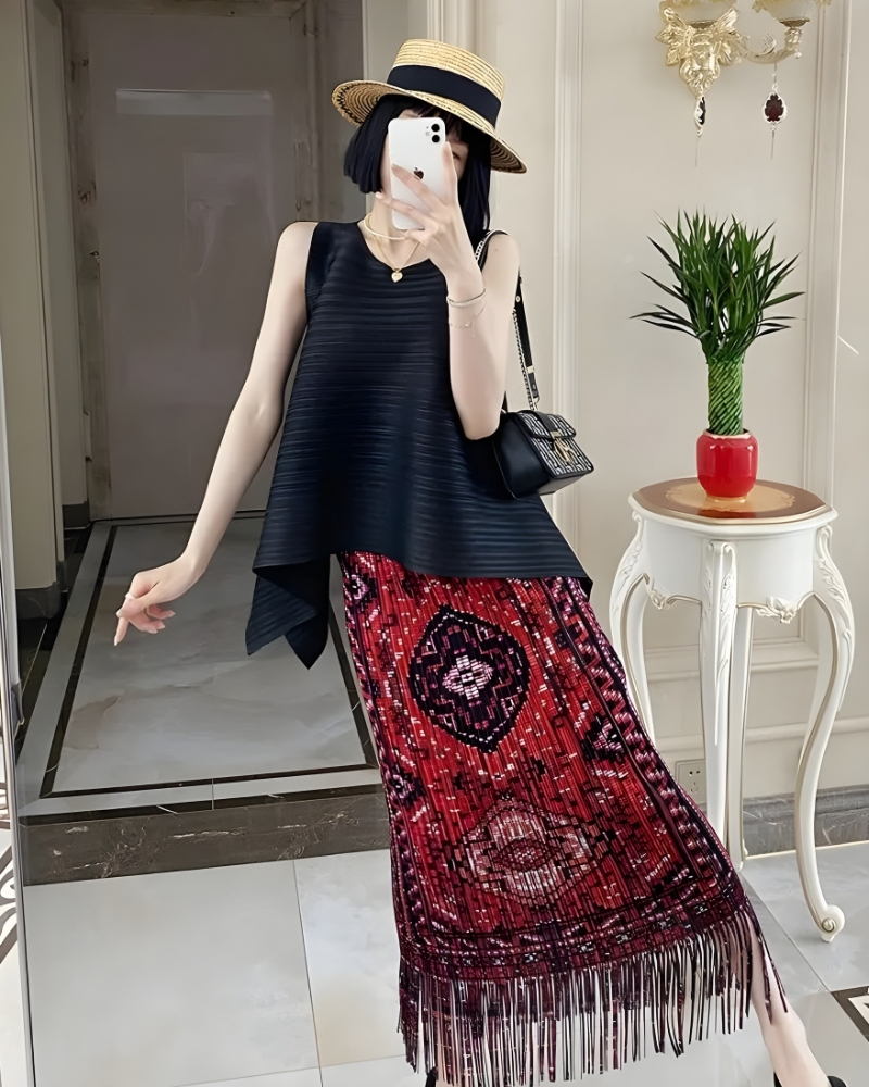 Jupe longue viscose imprimé cachemire bohème
