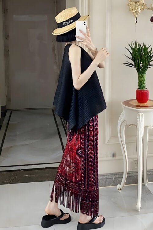 Jupe longue viscose imprimé cachemire bohème