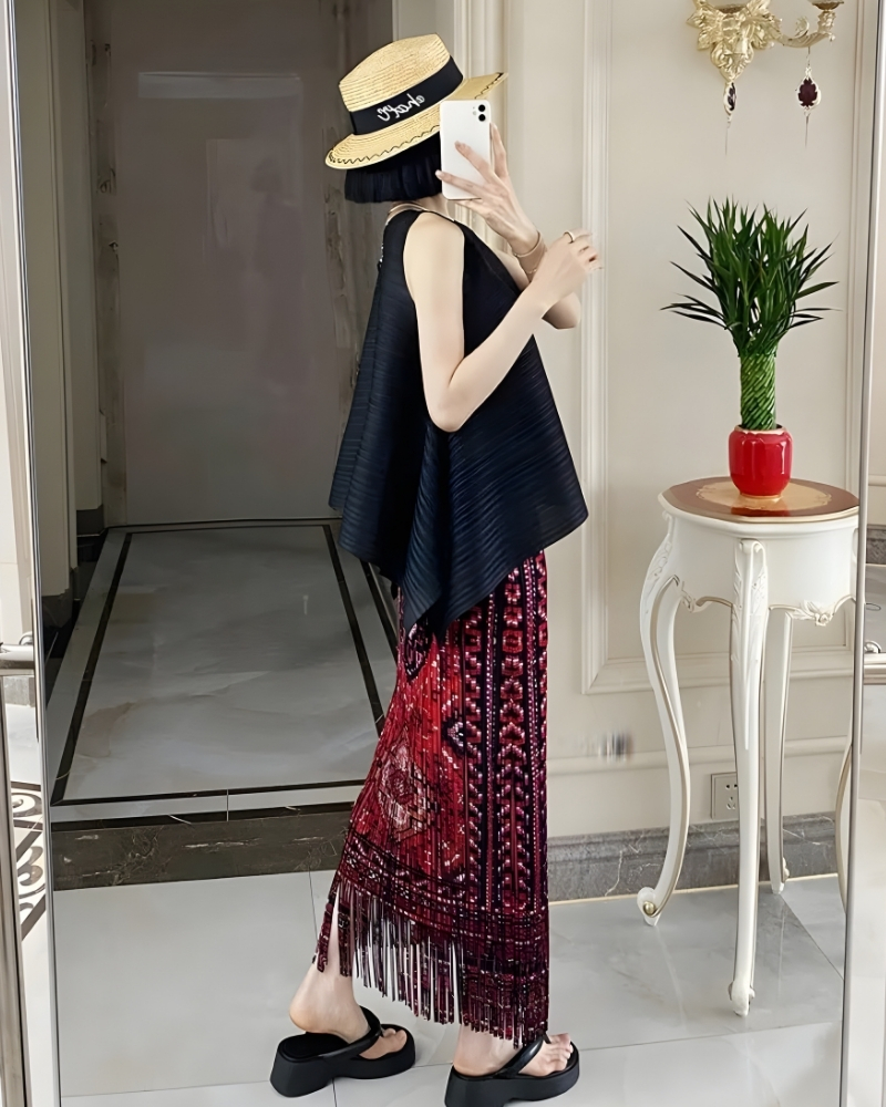 Jupe longue viscose imprimé cachemire bohème