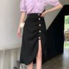 Jupe mi-longue bohème taille haute