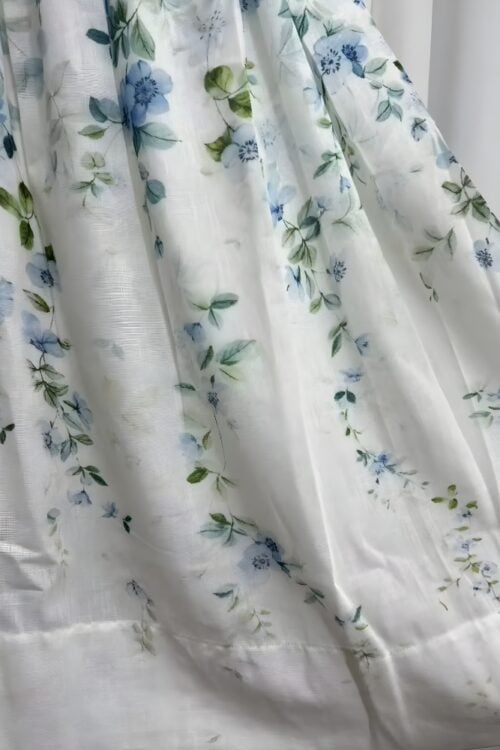 Jupe mi-longue lin floral bohème été