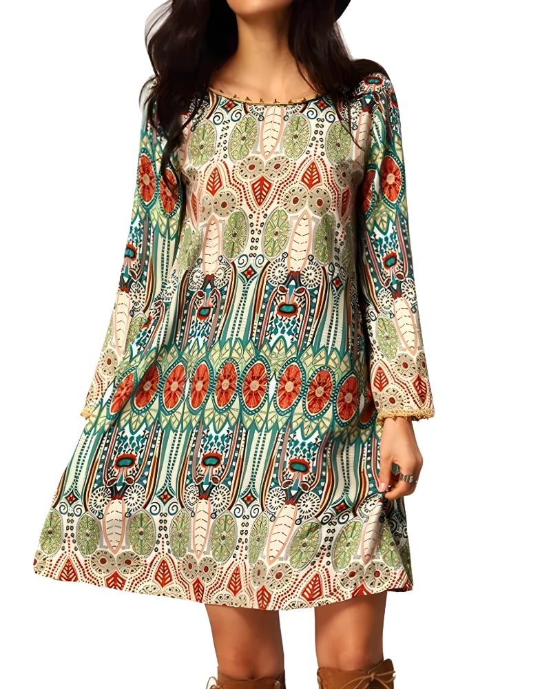 Robe courte imprimé floral bohème été