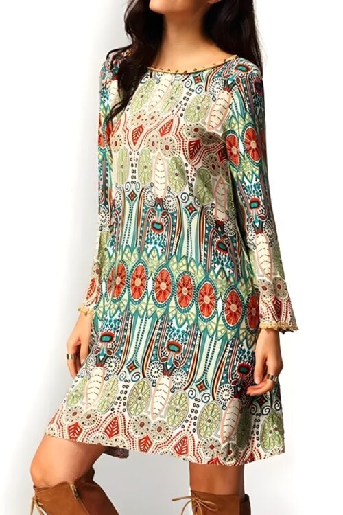 Robe courte imprimé floral bohème été
