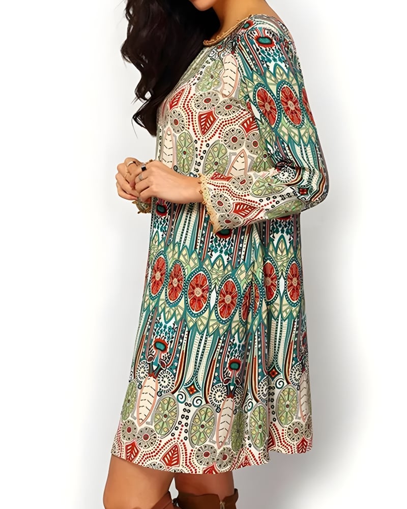 Robe courte imprimé floral bohème été – Image 3