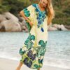 Robe de plage longue bohème imprimée fleurs
