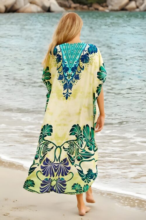 Robe de plage longue bohème imprimée fleurs