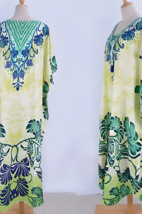 Robe de plage longue bohème imprimée fleurs