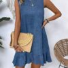 Robe décontractée col rond manches courtes bohème