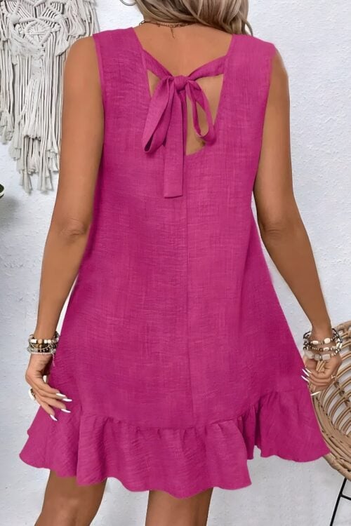 Robe décontractée col rond manches courtes bohème
