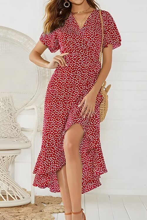 Robe longue bohème en mousseline imprimé floral