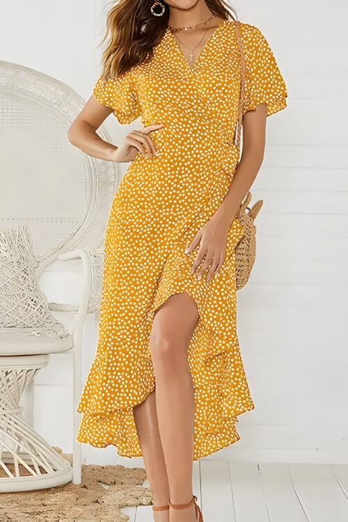 Robe longue bohème en mousseline imprimé floral