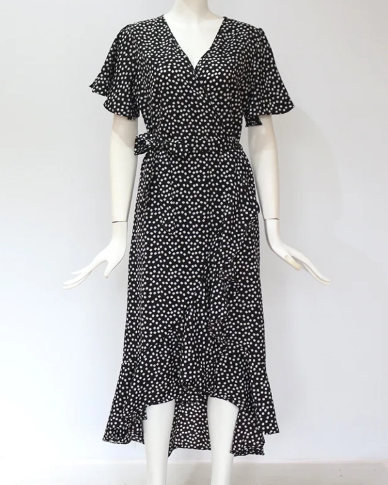 Robe longue bohème en mousseline imprimé floral