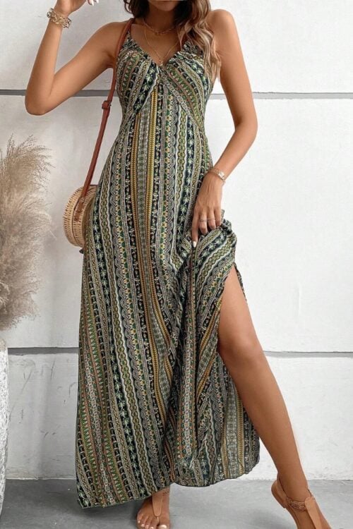 Robe longue boho plage dos nu ethnique