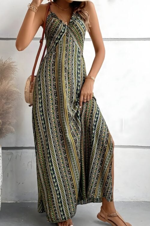 Robe longue boho plage dos nu ethnique