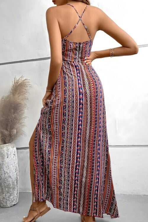 Robe longue boho plage dos nu ethnique