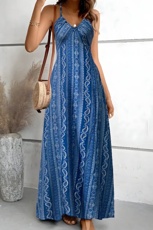 Robe longue boho plage dos nu ethnique