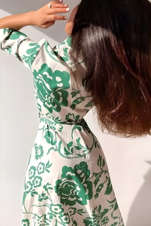 Robe longue chemise imprimé floral bohème