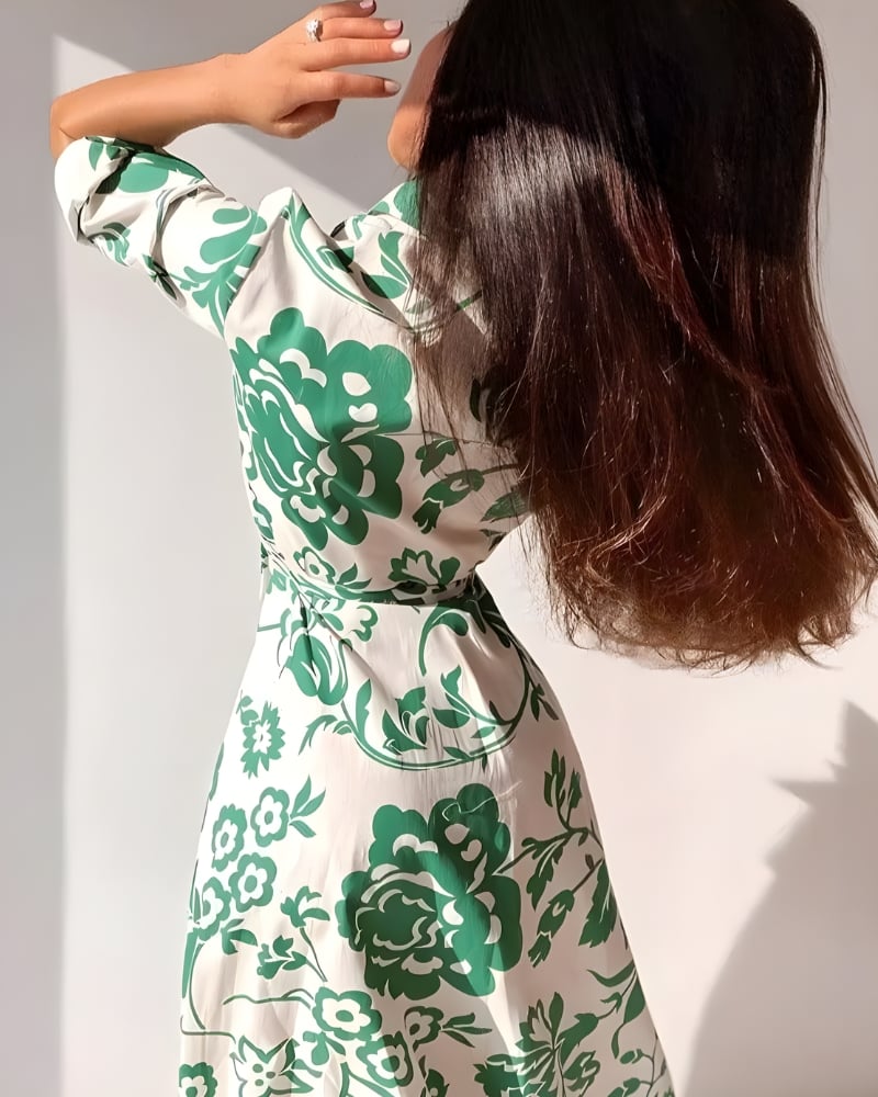 Robe longue chemise imprimé floral bohème