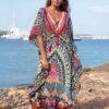 Robe longue couverture plage imprimé bohème