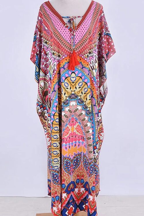 Robe longue couverture plage imprimé bohème