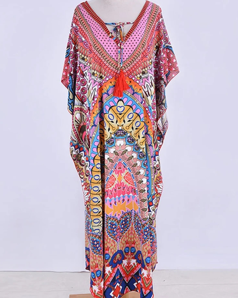 Robe longue couverture plage imprimé bohème