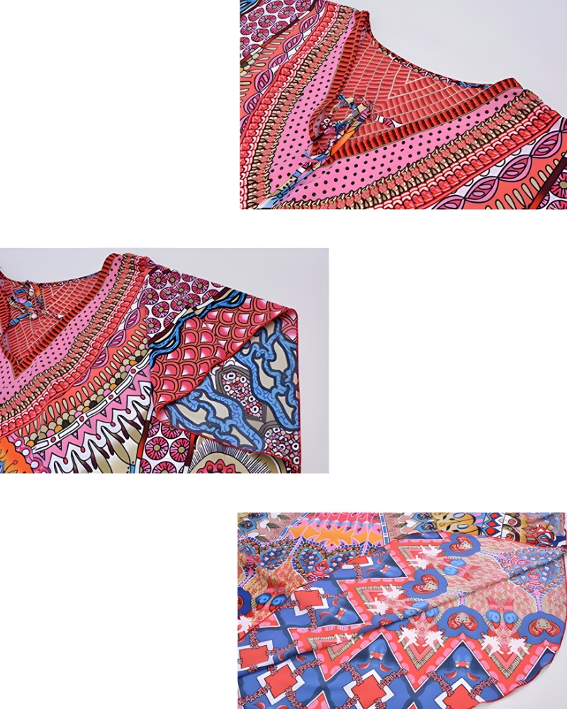 Robe longue couverture plage imprimé bohème
